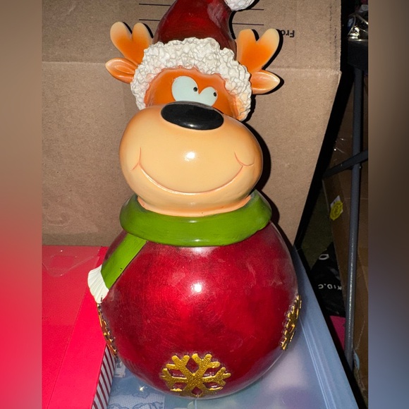 Other - Festive Reindeer Figurine with Red and Green Accents Hanging